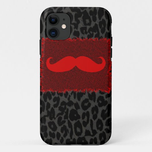 Coques Case-Mate iPhone Moustache et Empreinte de léopard de Red Funny (Dos)