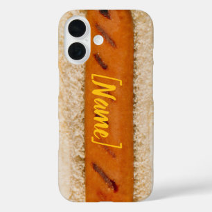 Coques iPhone 16 Moutarde Personnalisée pour Hot Dog Nom Photo de N