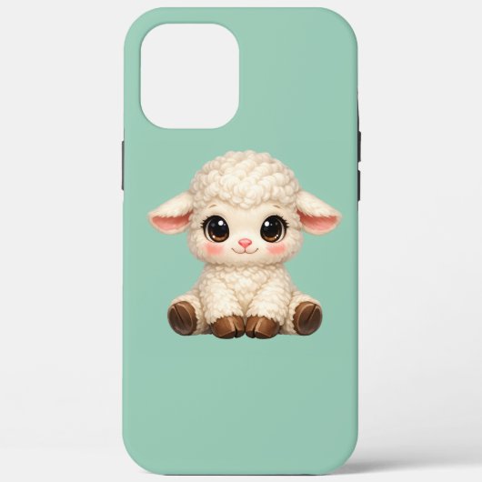 Coques Case-Mate iPhone Mouton Kawaii assis joyeusement avec Douce (Verso)