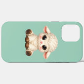 Coques Case-Mate iPhone Mouton Kawaii assis joyeusement avec Douce (Verso (horizontal))