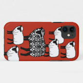 Coques Case-Mate iPhone Mouton noir Damas sur rouge (Dos (Horizontal))