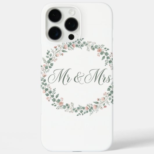 Coques Case-Mate iPhone Mr & Mrs Eucalyptus Wreath iPhone Case (Verso)