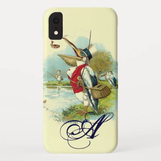 Coques Case-Mate iPhone MR PÉLICAN PÊCHE MONOGRAMME,crème (Dos)