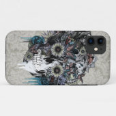 Coques Case-Mate iPhone Muet, damassé de crâne de tournesol (Dos (Horizontal))