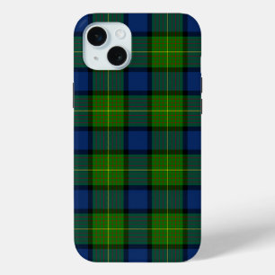 Coque iPhone 15 Mini Muir Moore écossais vert bleu plaid