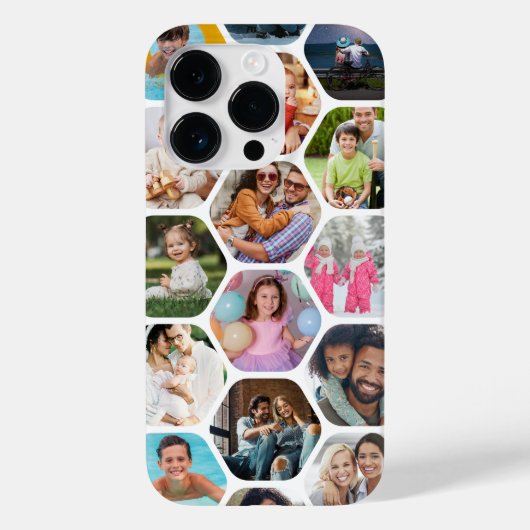 Coques Case-Mate iPhone Multi Photo Collage Simple Moderne Hexagon Motif (Verso)