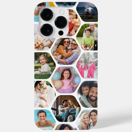 Coques Case-Mate iPhone Multi Photo Collage Simple Moderne Hexagon Motif (Verso)