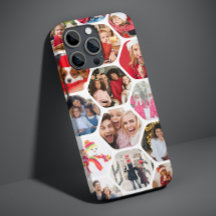 Multi Photo Collage Simple Moderne Hexagon Motif