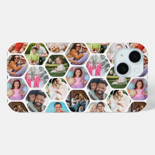 Coques Case-Mate iPhone Multi Photo Collage Simple Moderne Hexagon Motif (Verso (horizontal))
