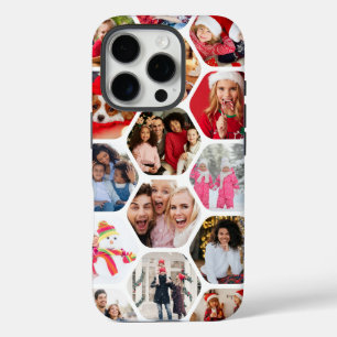 Coques iPhone 16 Pro Multi Photo Collage Simple Moderne Hexagon Motif