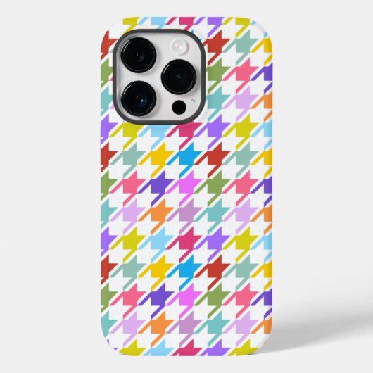 Coques Case-Mate iPhone Multicolor Houndstooth+Motif blanc (Verso)