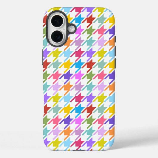 Coques Case-Mate iPhone Multicolor Houndstooth+Motif blanc (Verso)