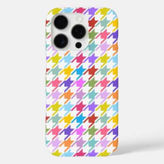 Coques Case-Mate iPhone Multicolor Houndstooth+Motif blanc (Verso)