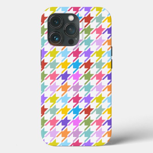 Coques Case-Mate iPhone Multicolor Houndstooth+Motif blanc (Verso)