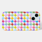 Coques Case-Mate iPhone Multicolor Houndstooth+Motif blanc (Verso (horizontal))