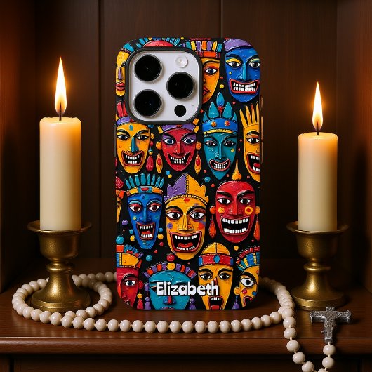 Coques Case-Mate iPhone Mur de Masque Africain vibrant