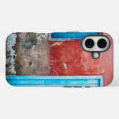 Coques Case-Mate iPhone Mur, porte et fenêtre rouge, bleu et gris (Verso (horizontal))