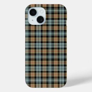 Coque Pour iPhone 15 Murray Clan Tan et Mint Green Reproduction Tartan