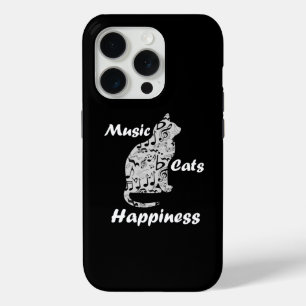 Coque iPhone 15 Pro Music Cats Happiness - Citation de l'amant musicie
