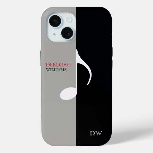 Coques Case-Mate iPhone Music Note moderne noir & gris (Verso)