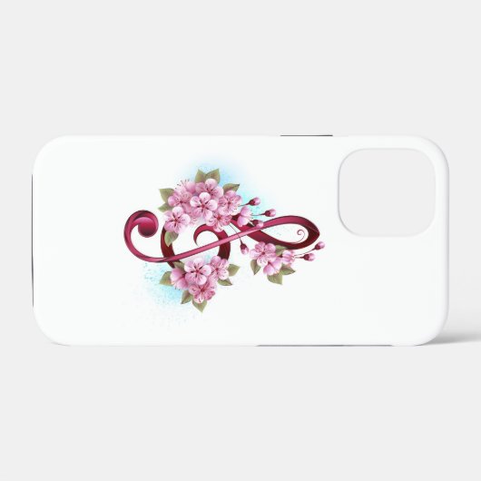 Coques Case-Mate iPhone Musical treble clef notes with sakura flowers (Verso (horizontal))