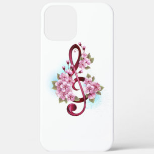 Case-Mate iPhone Case Musical treble clef notes with sakura flowers