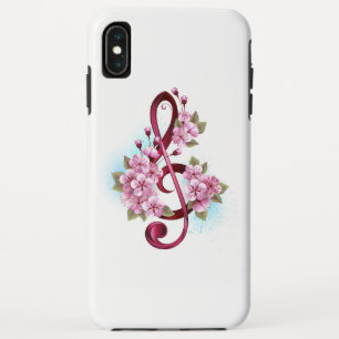 Case-Mate iPhone Case Musical treble clef notes with Sakura flowers