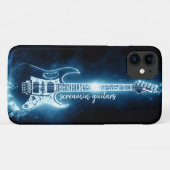 Coques Case-Mate iPhone Musicien de guitare électrique Blue Black Typograp (Dos (Horizontal))
