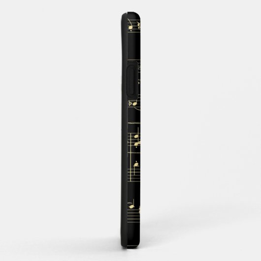 Coques Case-Mate iPhone Musique d'or en noir (Dos/Droite)