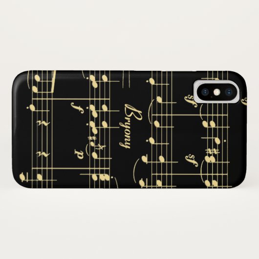 Coques Case-Mate iPhone Musique d'or en noir (Dos (Horizontal))