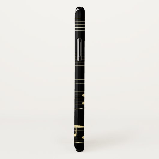 Coques Case-Mate iPhone Musique d'or en noir (Dos/Droite)