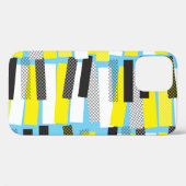 Coques Case-Mate iPhone Musique jazz, motif géométrique bleu jaune. (Verso (horizontal))