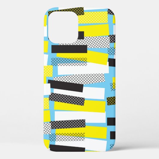 Coques Case-Mate iPhone Musique jazz, motif géométrique bleu jaune. (Verso)