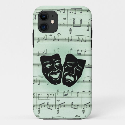 Coques Case-Mate iPhone Musique verte et masques grecs de théâtre (Dos)