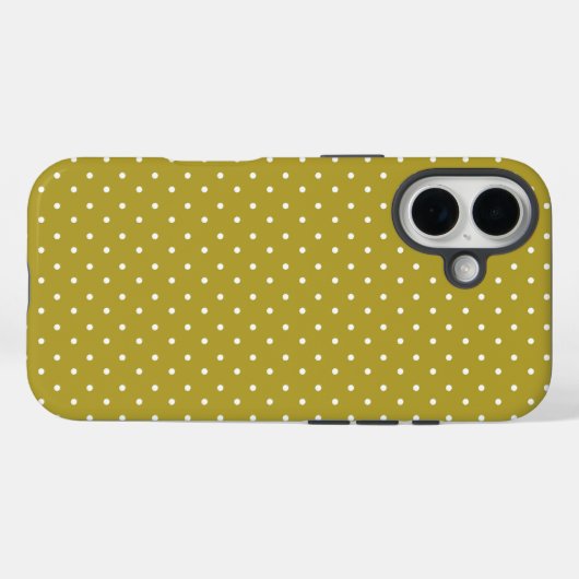Coques Case-Mate iPhone  Mustard yellow white polka dots pattern  (Verso (horizontal))