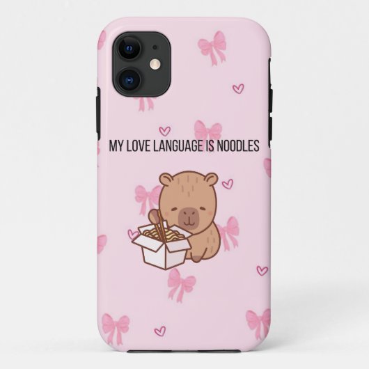 Coques Case-Mate iPhone My Love Language Is Noodles | Kawaii Capybara iPho (Dos)