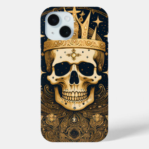Coque Pour iPhone 15 Mystic Skull King Crown sur Skeleton Dark Academia