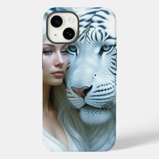 Coques Case-Mate iPhone Mystic White Tiger and Woman (Verso)