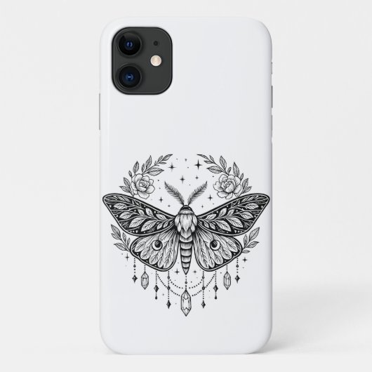 Coques Case-Mate iPhone Mystical Gothic Moth Botanical Celestial Line Art (Dos)