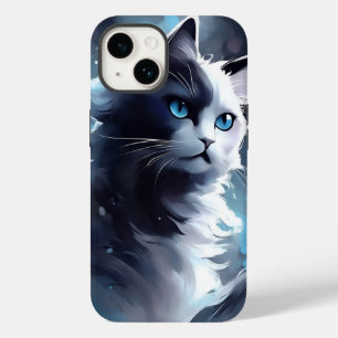 Coque Pour iPhone 14 Mystique Kitten noir et blanc Chat d'aquarelle