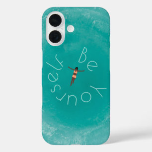 Coques iPhone 16 Nage personnalisée dans l'océan bleu