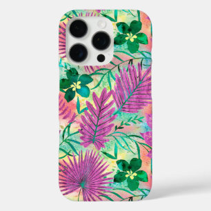 Coques iPhone 16 Pro Nalani Hawaiian Tropical Garden Fuchsia