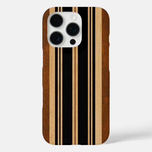 Coques Case-Mate iPhone Nalu Lua Faux Koa Bois Surfer Noir (Verso)
