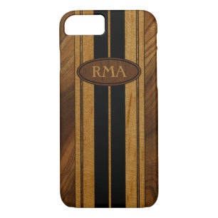 Coques Pour iPhone Nalu Mua Faux Koa Wood Monogram Surboard