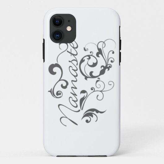 Coques Case-Mate iPhone Namaste dans les tourbillons gris foncé (Dos)