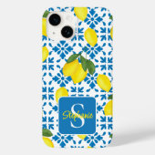 Coques Case-Mate iPhone Name Monogram French Country Tile Lemon Pattern  (Verso)