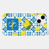 Coques Case-Mate iPhone Name Monogram French Country Tile Lemon Pattern  (Verso (horizontal))
