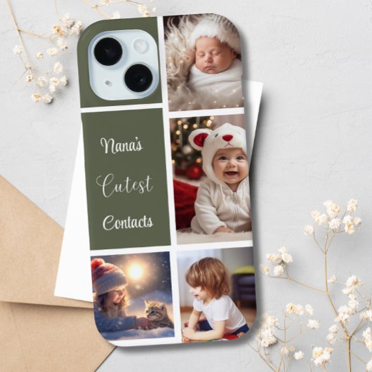 Coques Case-Mate iPhone Nana's Cutest Contacts 4 Photo Collage Green