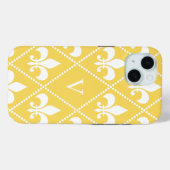Coques Case-Mate iPhone Naples Ytellow Fleur de Lis avec monogramme (Verso (horizontal))