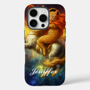 Coques iPhone 16 Pro Napoléon Chat Chevauchant un Cheval à Travers la G